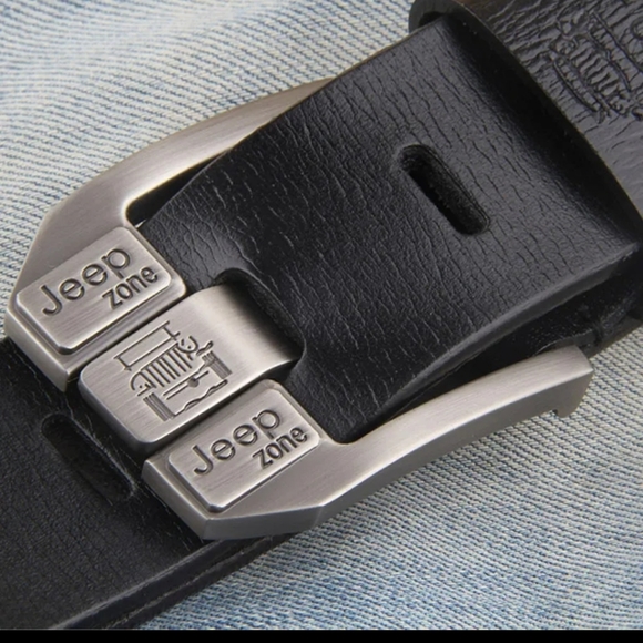 New Men's Black Leather Jeep Belt sz 47.24 - Picture 1 of 2